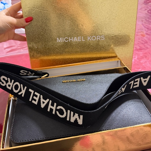 Michael Kors Black Crossbody with Gold Accents - Picture 3 of 4